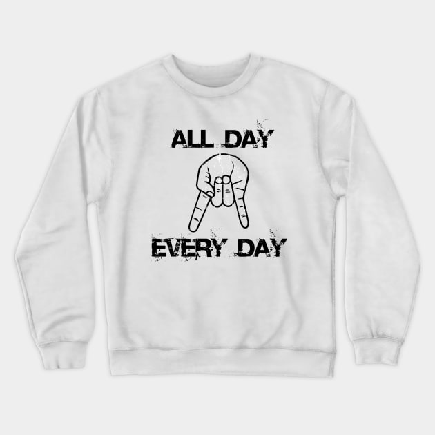 Horns Down All Day, Every Day! Crewneck Sweatshirt by fineaswine